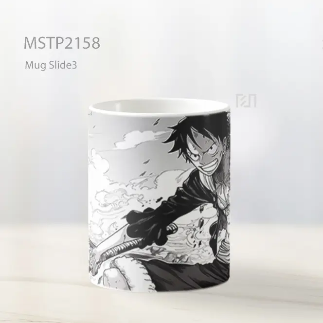 Ne Piece Manga Style Luffy Hitam Putih Mug MSTP2158 - All-side / Desain