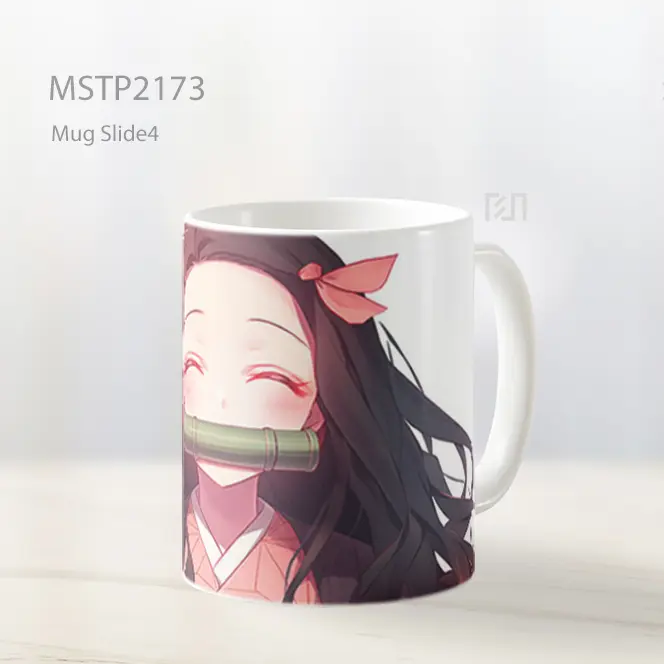 Nezuko Dengan Mata Tertutup Putih Mug MSTP2173