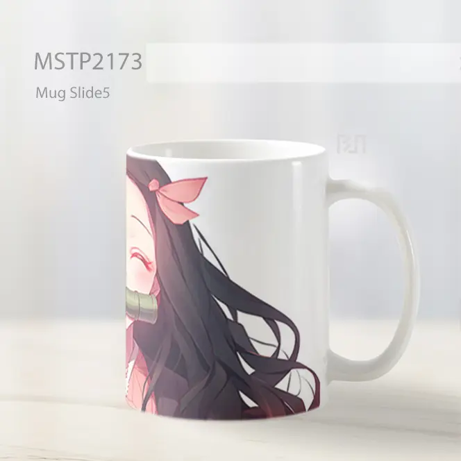 Nezuko Dengan Mata Tertutup Putih Mug MSTP2173 - All-side / Desain