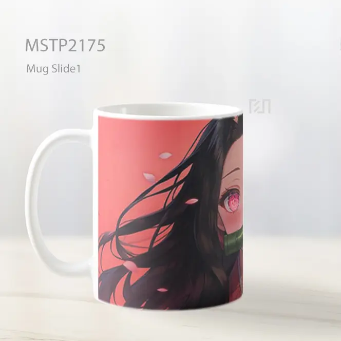 Nezuko Imut Latar Merah Muda Mug MSTP2175 - All-side / Desain