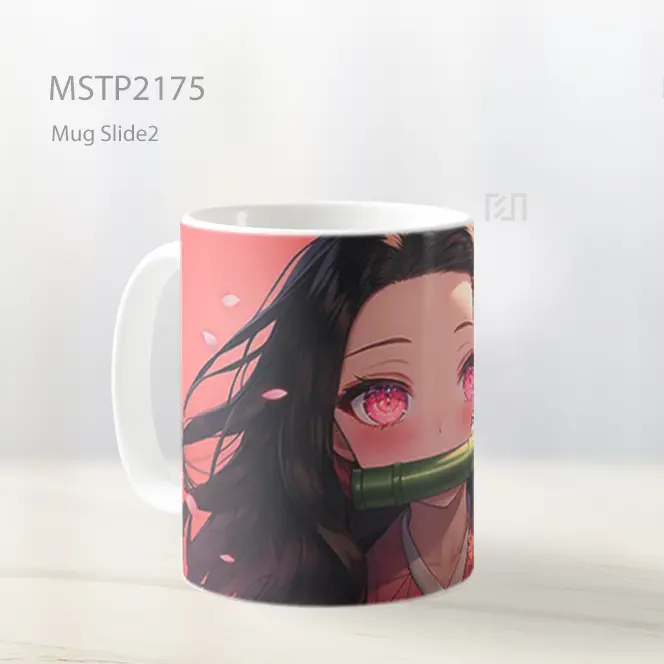 Nezuko Imut Latar Merah Muda Mug MSTP2175 - All-side / Desain