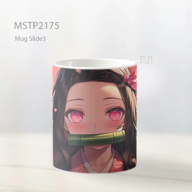 Nezuko Imut Latar Merah Muda Mug MSTP2175 - All-side / Desain