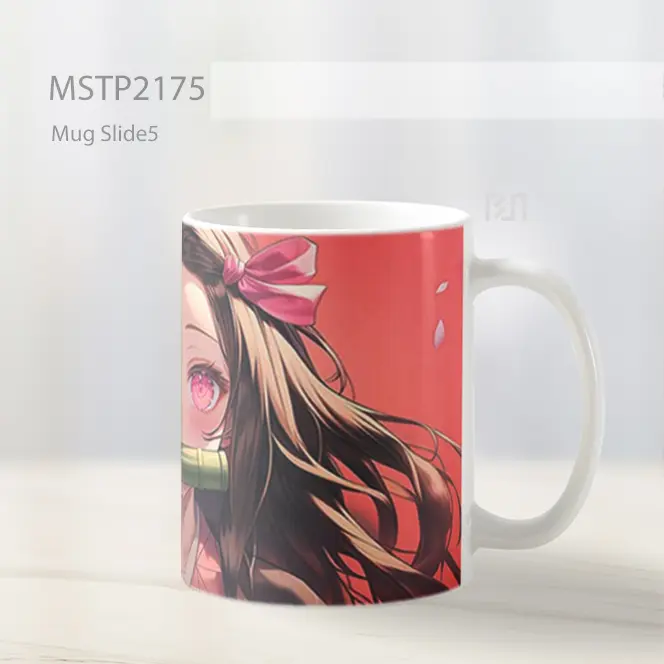 Nezuko Imut Latar Merah Muda Mug MSTP2175 - All-side / Desain