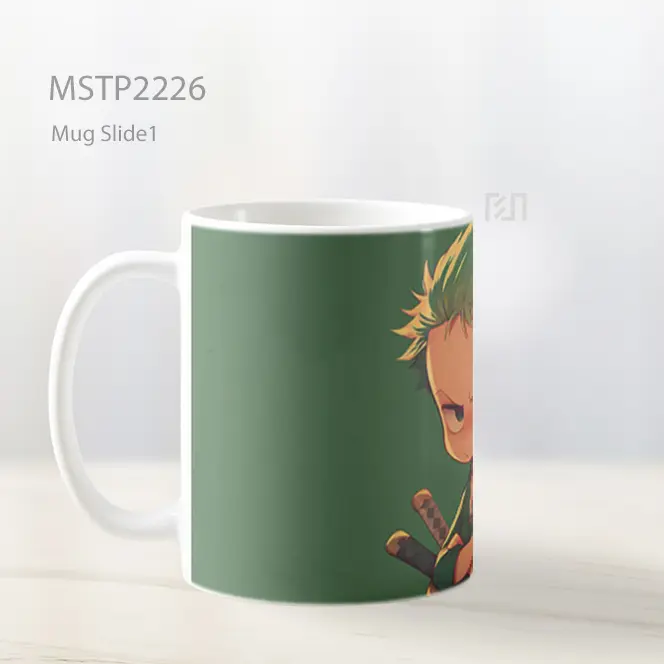 One Piece Chibi Roronoa Zoro Hijau Tua Mug MSTP2226 - All-side / Desain