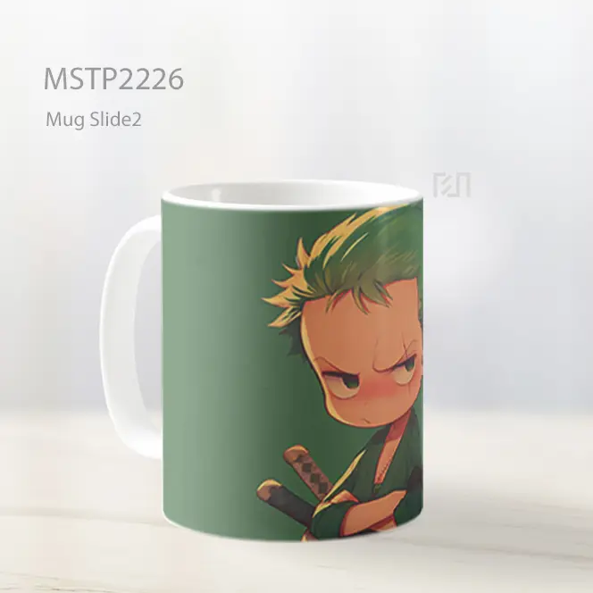 One Piece Chibi Roronoa Zoro Hijau Tua Mug MSTP2226 - All-side / Desain