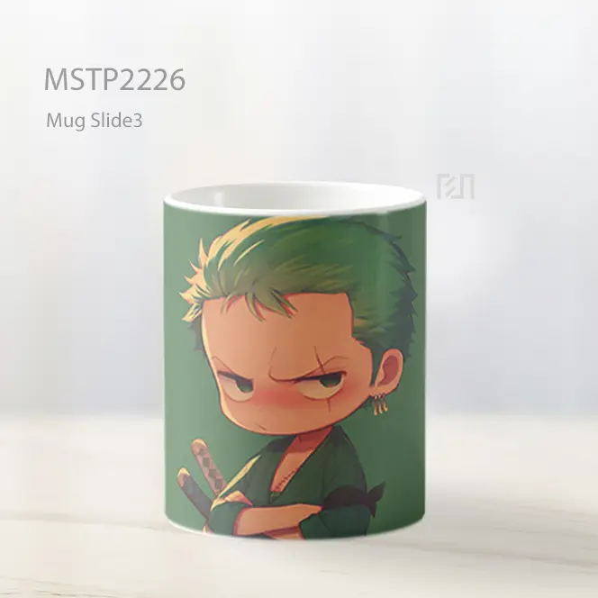 One Piece Chibi Roronoa Zoro Hijau Tua Mug MSTP2226 - All-side / Desain