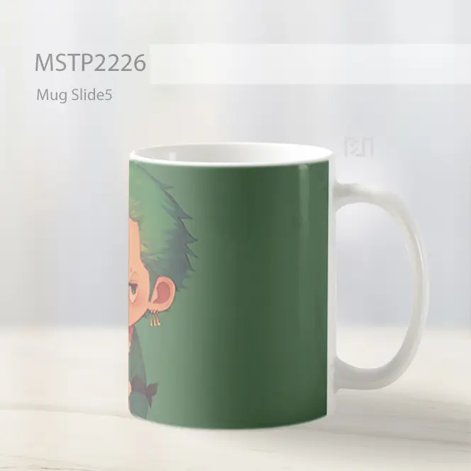 One Piece Chibi Roronoa Zoro Hijau Tua Mug MSTP2226 - All-side / Desain