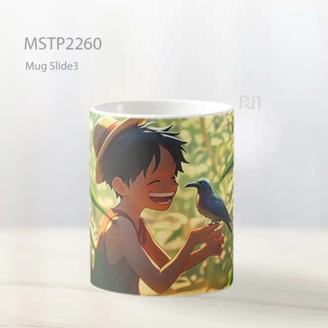 One Piece Monkey D Luffy Tersenyum Dengan Burung Mug MSTP2260 - All-side / Desain