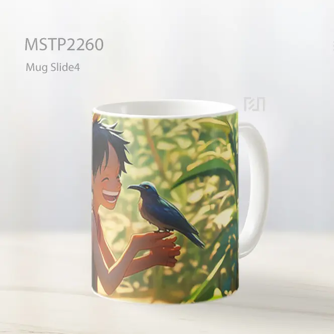 One Piece Monkey D Luffy Tersenyum Dengan Burung Mug MSTP2260
