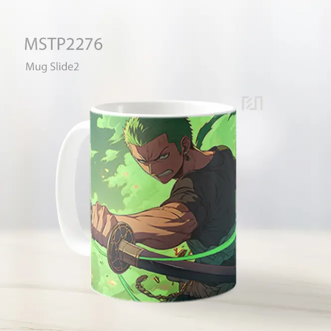 One Piece Roronoa Zoro Dengan Pedang Hijau Mug MSTP2276 - All-side / Desain