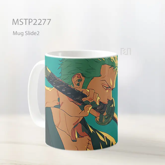 One Piece Roronoa Zoro Dengan Pedang Turquoise Mug MSTP2277 - All-side / Desain