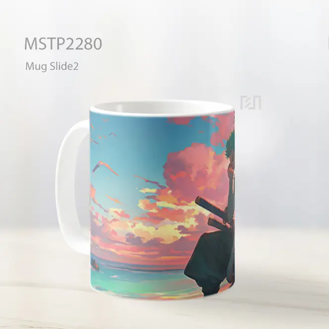 One Piece Roronoa Zoro Matahari Terbenam Di Pantai Mug MSTP2280 - All-side / Desain