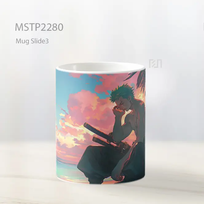 One Piece Roronoa Zoro Matahari Terbenam Di Pantai Mug MSTP2280 - All-side / Desain