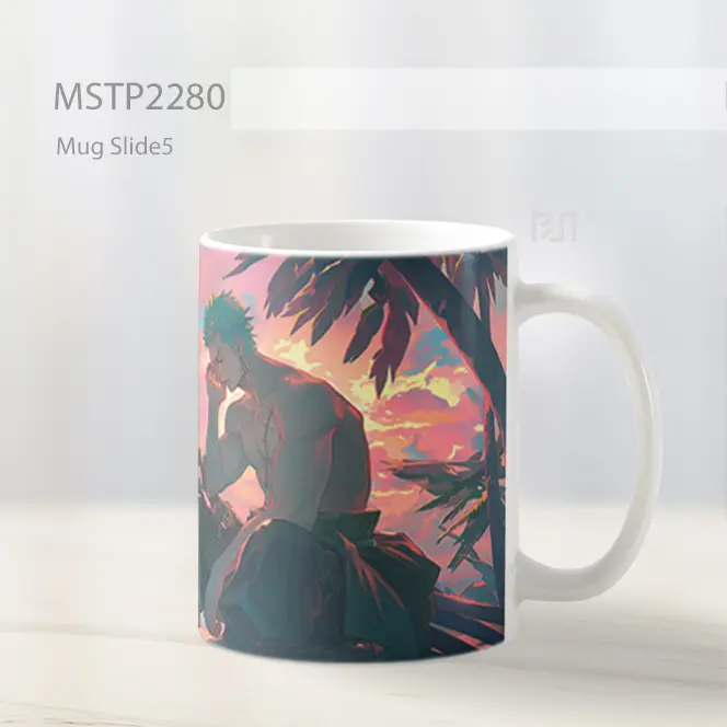 One Piece Roronoa Zoro Matahari Terbenam Di Pantai Mug MSTP2280 - All-side / Desain