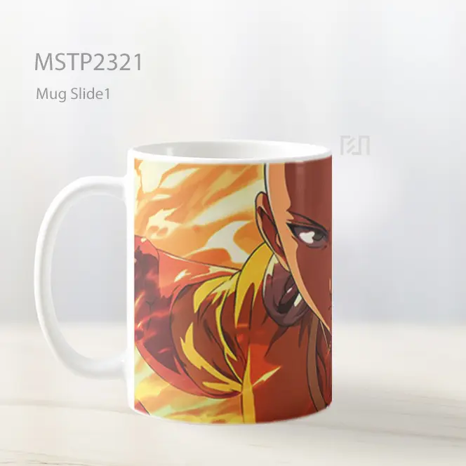 One Punch Man Saitama Latar Api Mug MSTP2321 - All-side / Desain