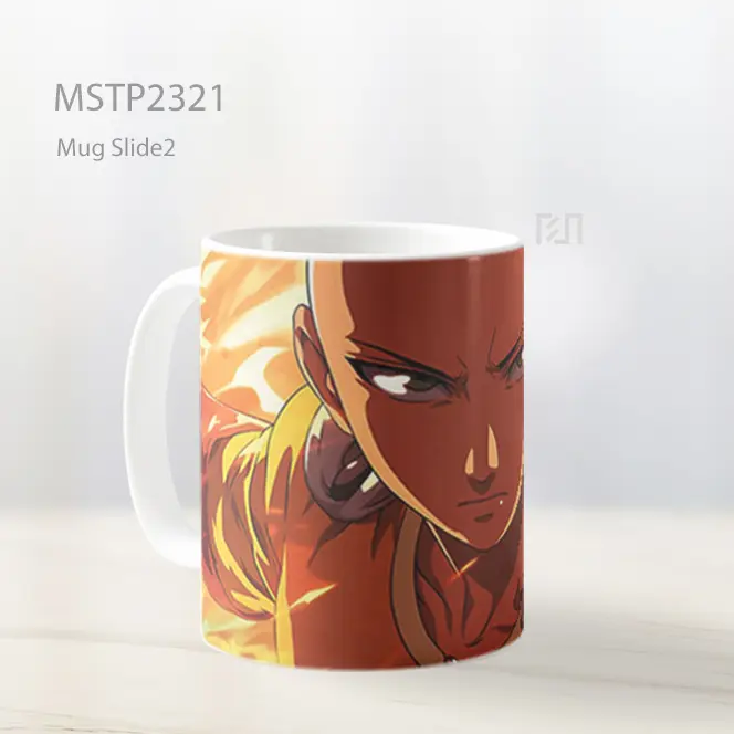 One Punch Man Saitama Latar Api Mug MSTP2321 - All-side / Desain