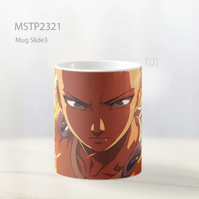 One Punch Man Saitama Latar Api Mug MSTP2321 - All-side / Desain