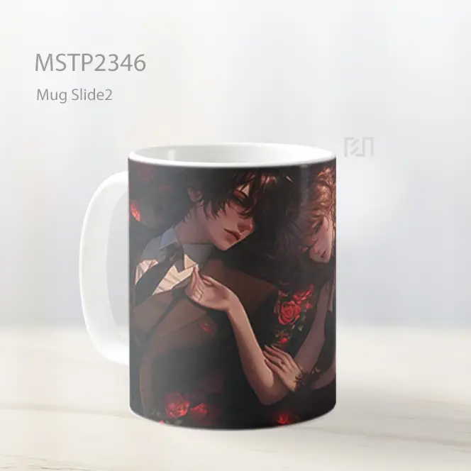 Pasangan Anime Romantis Pelukan Mawar Mug MSTP2346 - All-side / Desain