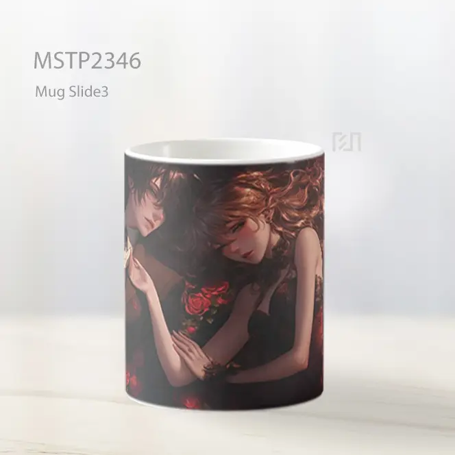 Pasangan Anime Romantis Pelukan Mawar Mug MSTP2346 - All-side / Desain