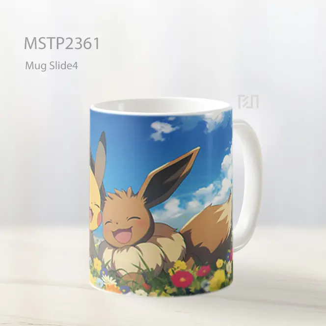 Pikachu And Eevee Bunga Ceria Mug MSTP2361