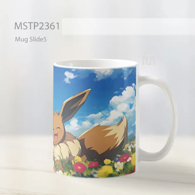 Pikachu And Eevee Bunga Ceria Mug MSTP2361 - All-side / Desain