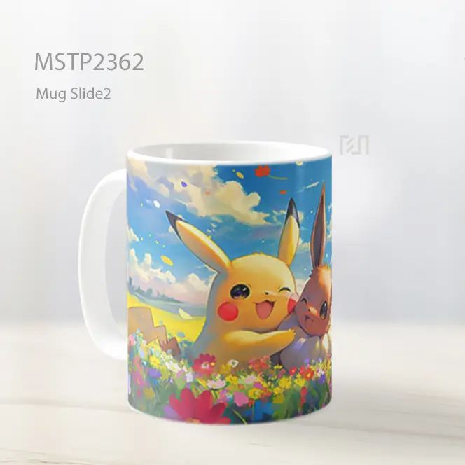 Pikachu And Eevee Ladang Bunga Mug MSTP2362 - All-side / Desain