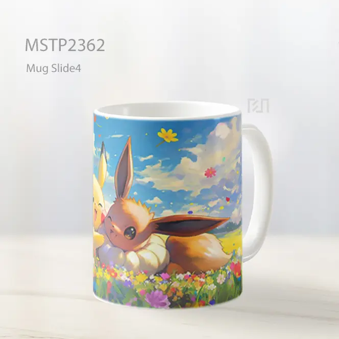 Pikachu And Eevee Ladang Bunga Mug MSTP2362