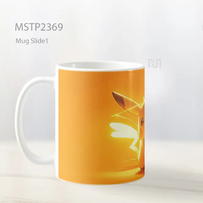 Pikachu Cahaya Listrik Latar Oranye Mug MSTP2369 - All-side / Desain