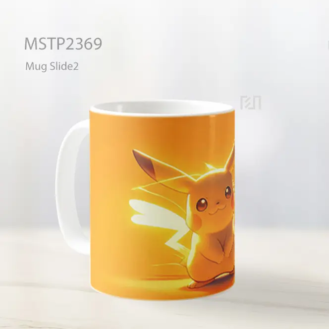 Pikachu Cahaya Listrik Latar Oranye Mug MSTP2369 - All-side / Desain