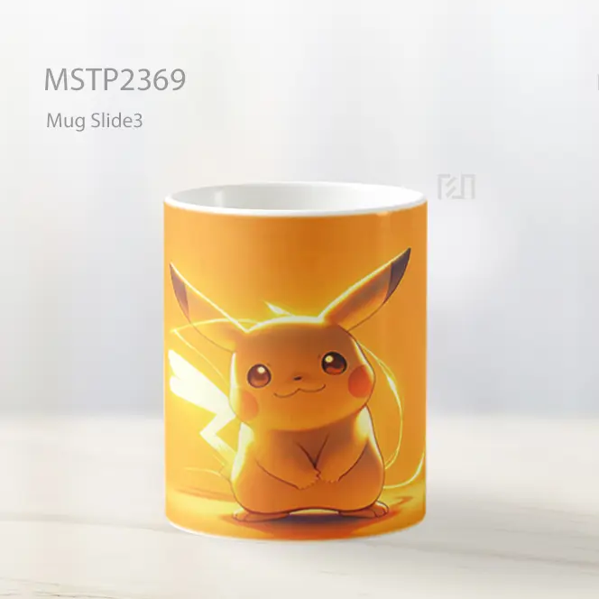 Pikachu Cahaya Listrik Latar Oranye Mug MSTP2369 - All-side / Desain