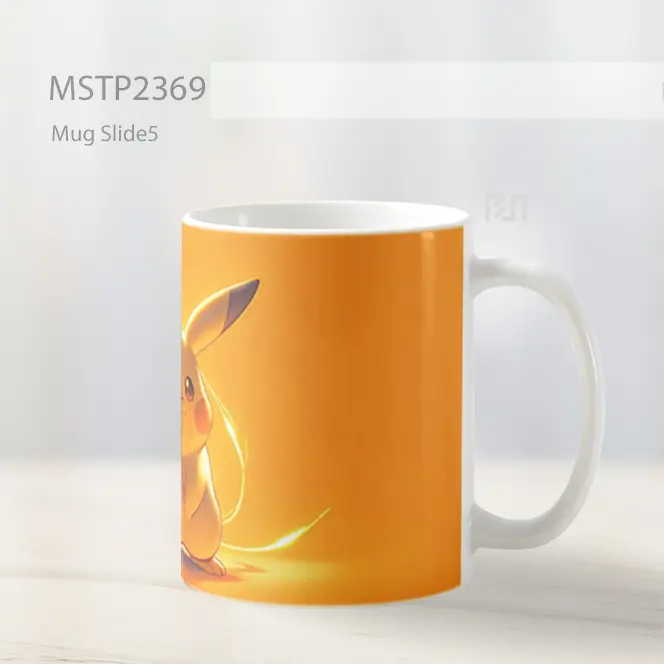 Pikachu Cahaya Listrik Latar Oranye Mug MSTP2369 - All-side / Desain