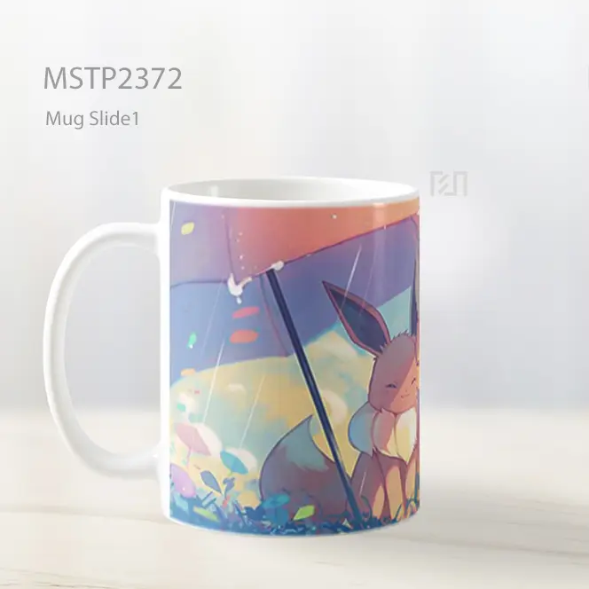Pikachu Eevee Duduk Di Bawah Payung Hujan Mug MSTP2372 - All-side / Desain
