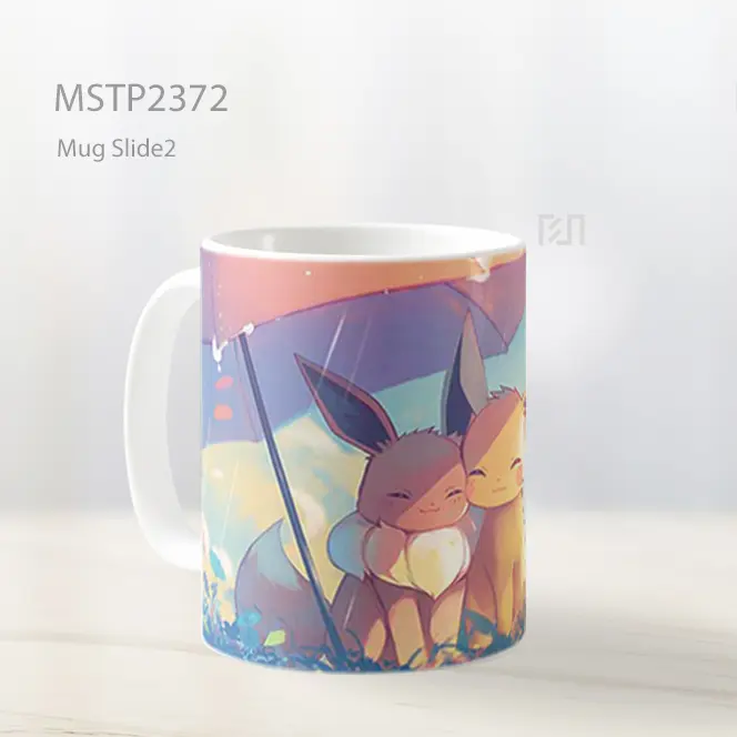 Pikachu Eevee Duduk Di Bawah Payung Hujan Mug MSTP2372 - All-side / Desain