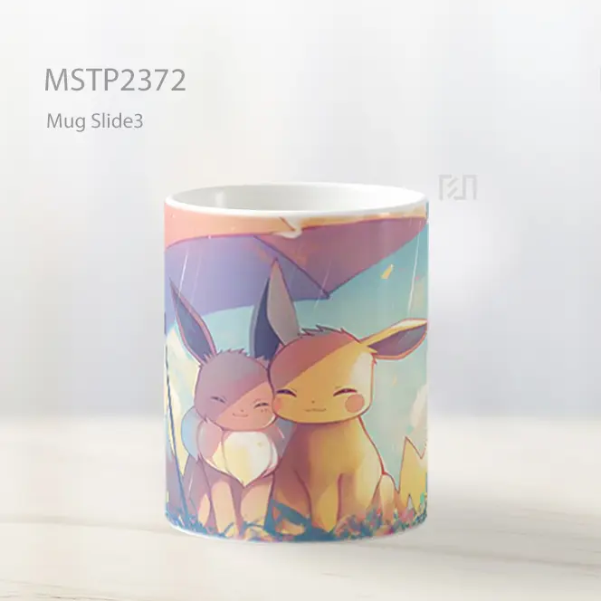 Pikachu Eevee Duduk Di Bawah Payung Hujan Mug MSTP2372 - All-side / Desain
