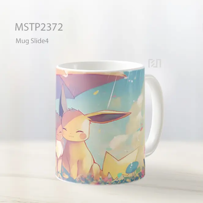 Pikachu Eevee Duduk Di Bawah Payung Hujan Mug MSTP2372