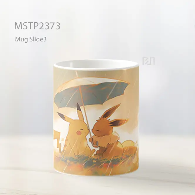 Pikachu Eevee Hujan Payung Mug MSTP2373 - All-side / Desain