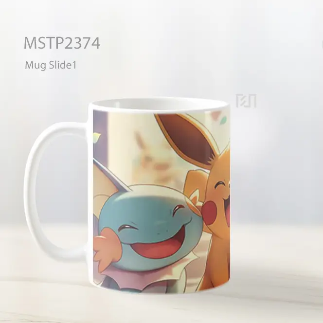 Pikachu Eevee Vaporeon Happy Mug MSTP2374 - All-side / Desain