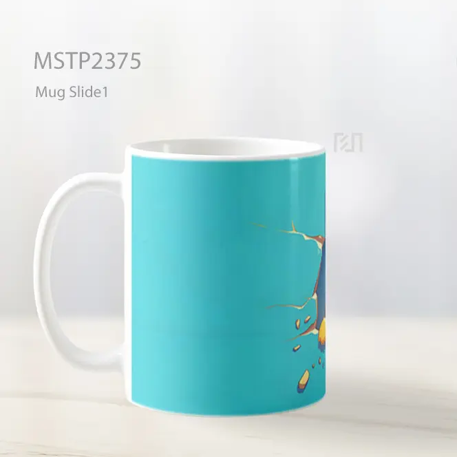 Pikachu Garuk Dinding Biru Mug MSTP2375 - All-side / Desain
