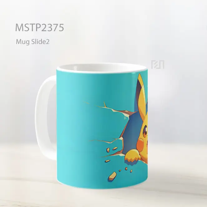 Pikachu Garuk Dinding Biru Mug MSTP2375 - All-side / Desain