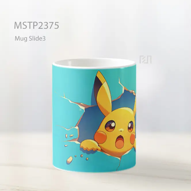 Pikachu Garuk Dinding Biru Mug MSTP2375 - All-side / Desain