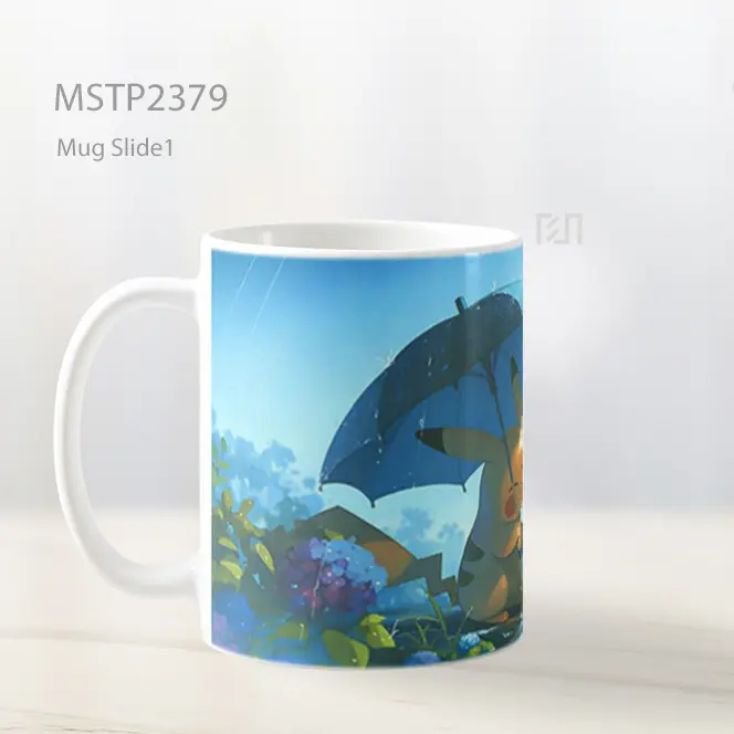 Pikachu Hari Hujan Bersama Mug MSTP2379 - All-side / Desain