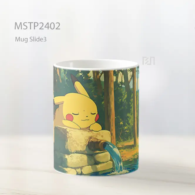Pikachu Sumur Air Gaya Seni Mug MSTP2402 - All-side / Desain