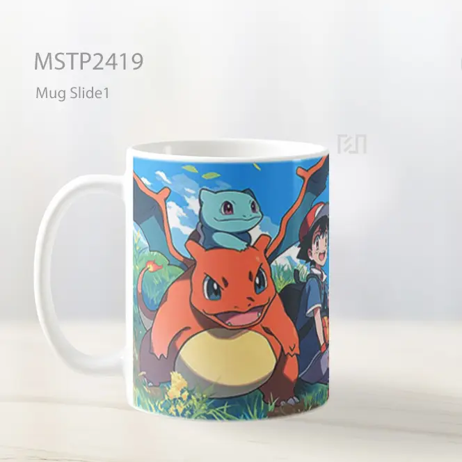 Pokemon Ash%2C Pikachu%2C Charmander%2C Squirtle Mug MSTP2419 - All-side / Desain