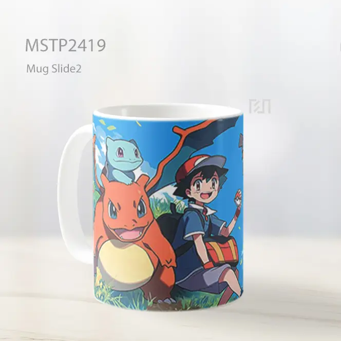 Pokemon Ash%2C Pikachu%2C Charmander%2C Squirtle Mug MSTP2419 - All-side / Desain