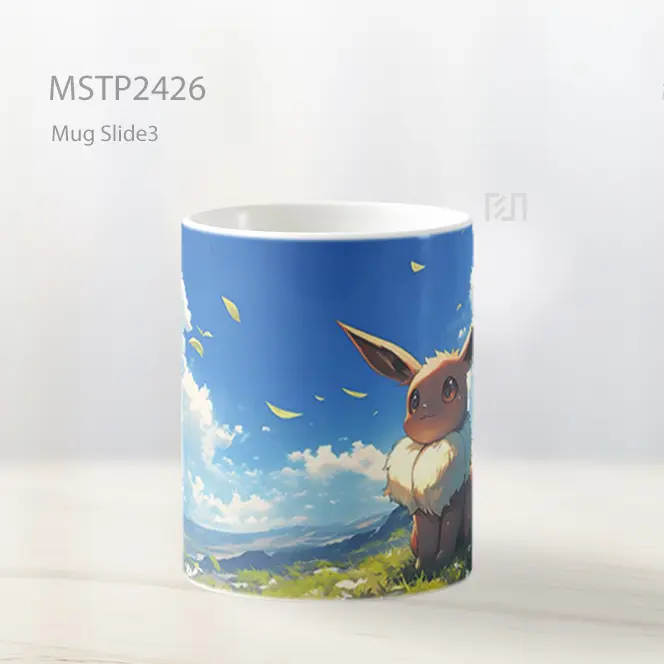 Pokemon Eevee Duduk Di Lapangan Anime Mug MSTP2426 - All-side / Desain