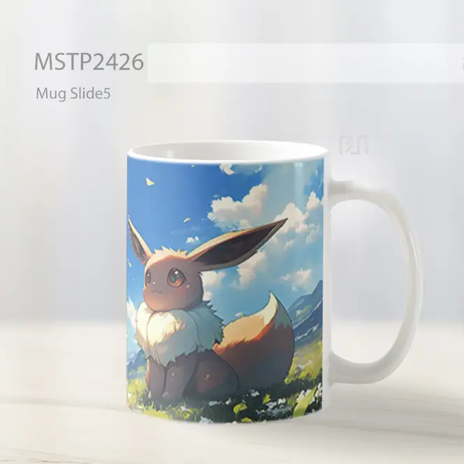 Pokemon Eevee Duduk Di Lapangan Anime Mug MSTP2426 - All-side / Desain