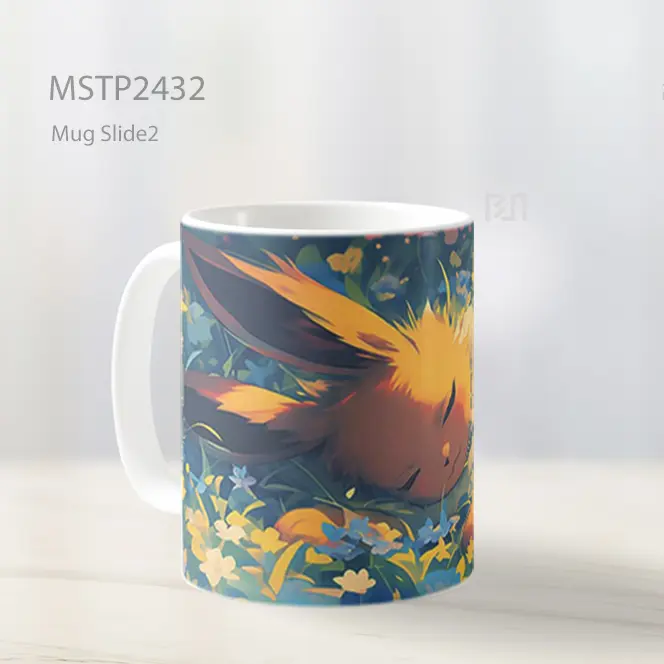 Pokemon Eevee Tidur Di Bunga Art Mug MSTP2432 - All-side / Desain