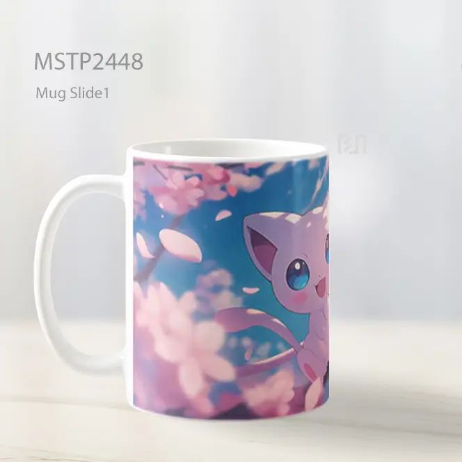 Pokemon Mew Terbang Kelopak Pink Mug MSTP2448 - All-side / Desain