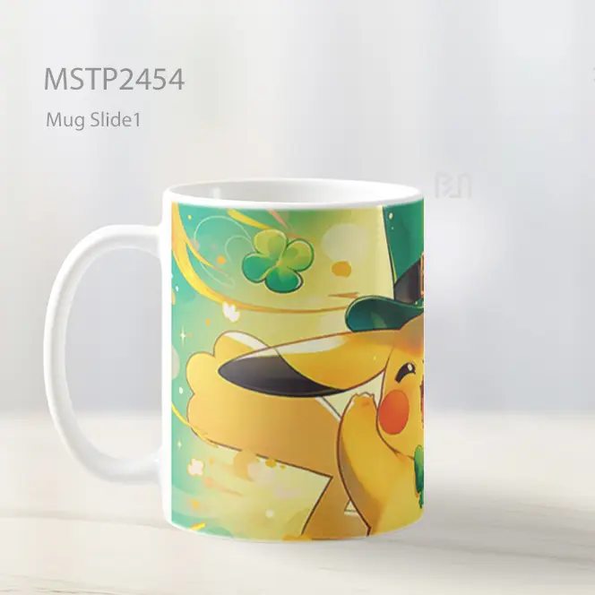Pokemon Pikachu Bahagia St Patricks Day Mug MSTP2454 - All-side / Desain