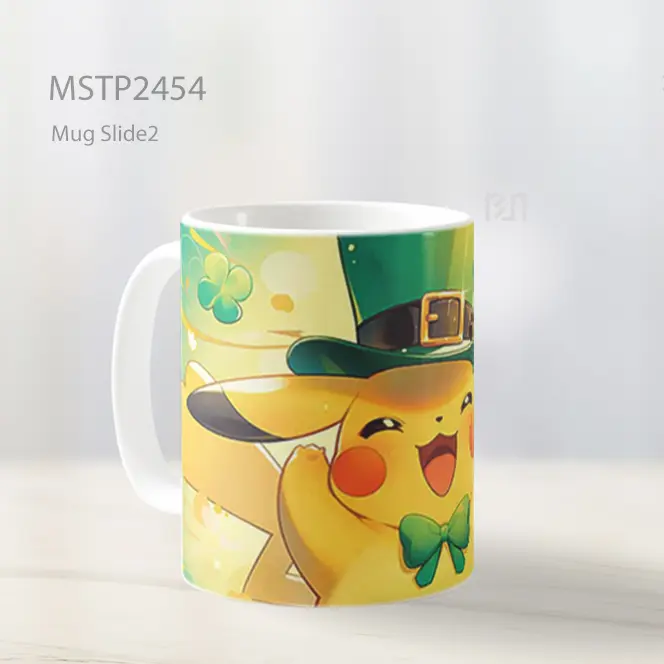 Pokemon Pikachu Bahagia St Patricks Day Mug MSTP2454 - All-side / Desain